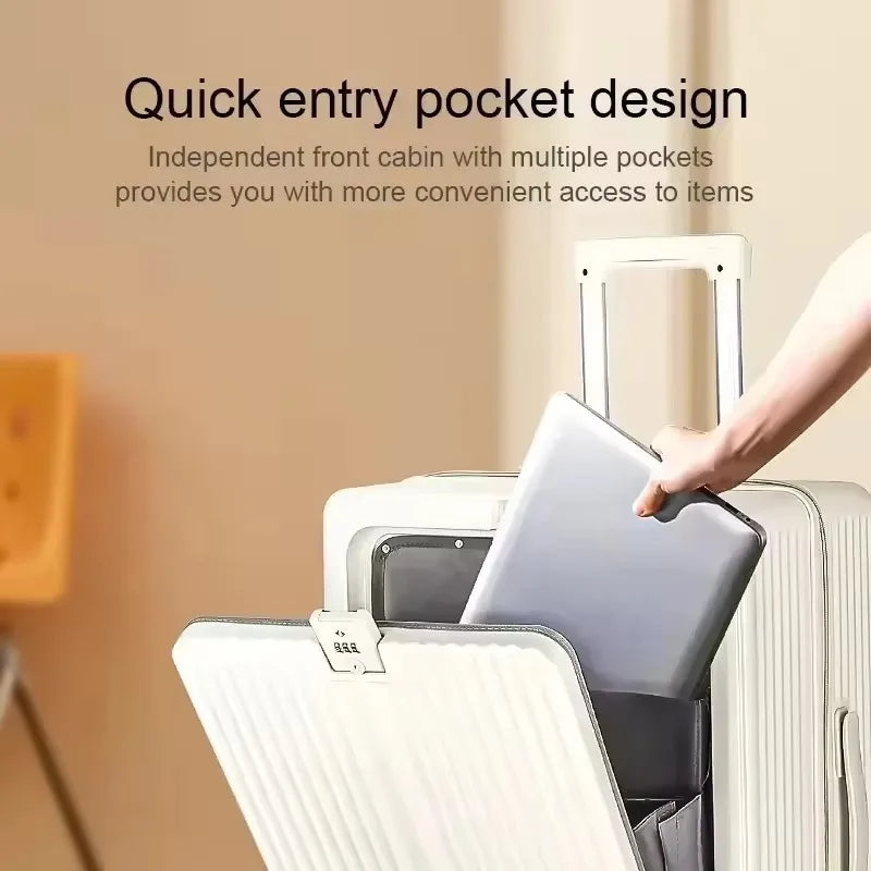 20/22/24/26‘’ Front Opening Suitcase Travel Rolling Luggage Aluminum Alloy Trolley PC Case with Spinner Wheel USB charging Plug