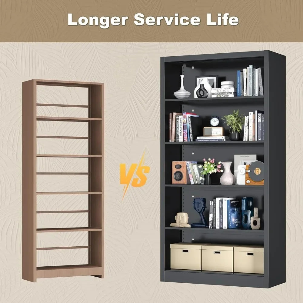 Book Shelf, 14" Deep Bookshelves Cases for Books, Garage Kit, CDs, Decor, 66" Tall Bookcase for Home Office Library Living Room