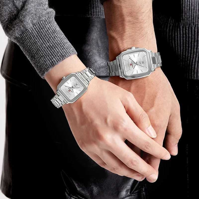 NAVIFORCE Fashion Women's Watches Waterproof Couple Steel Strap Quartz Calendar Wristwatch Gift for Girl Clock Relogio Feminino