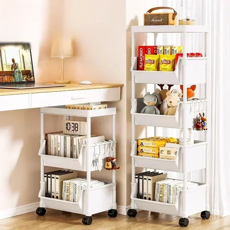 Trolley Bookshelf Kitchen Storage Rack Kitchen Corner Narrow Slit Storage Cabinet Bathroom Living Room Home Organizer