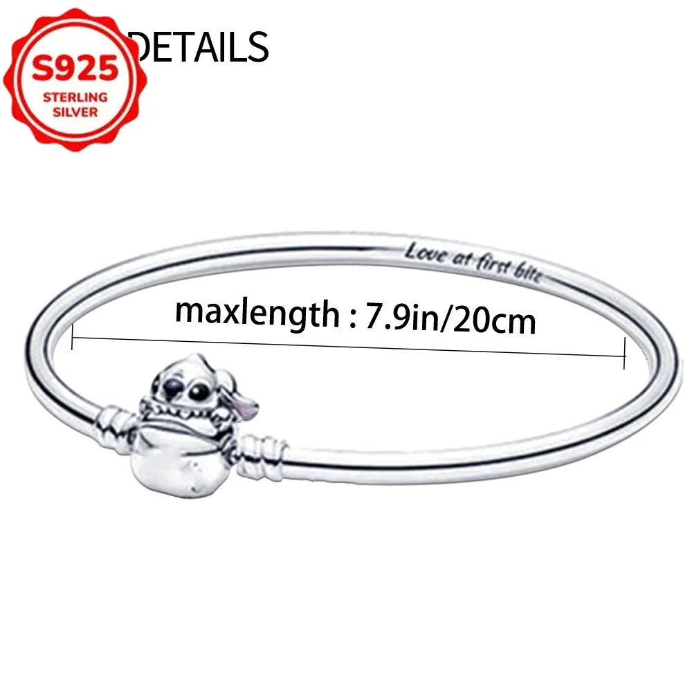 For Original Women 925 Bracelet Bangle Pendant Charm Disney Stitch 925 Sterling Silver Boutique Bead DIY Jewelry Gift New in Hot