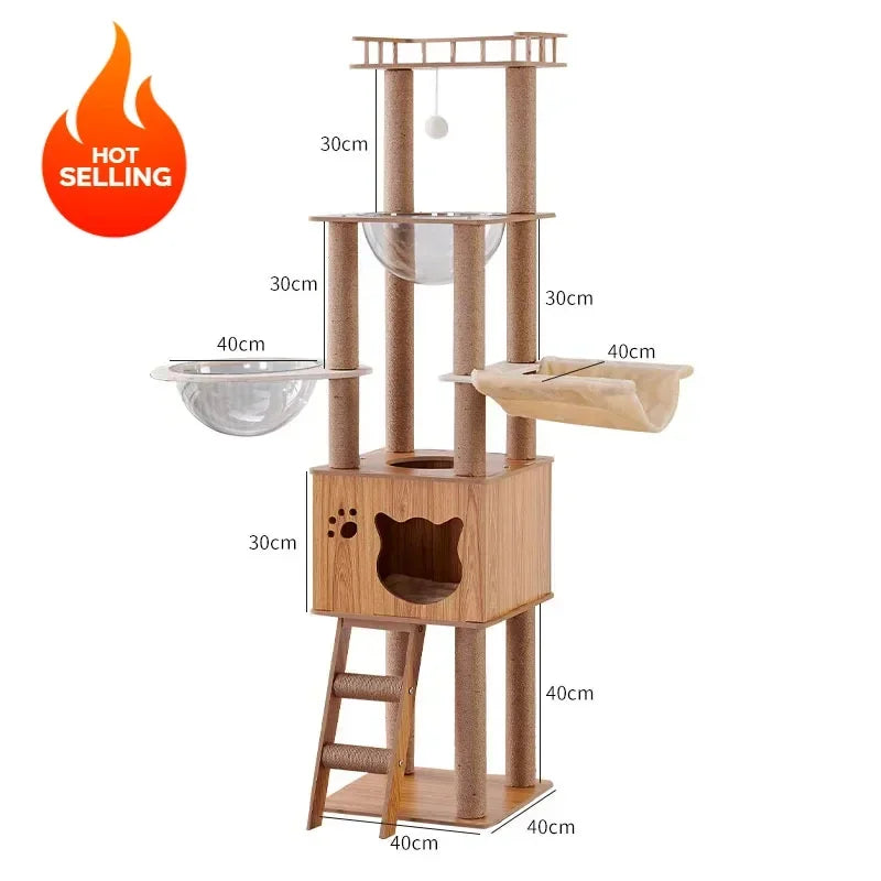 Solid Wood Cat Climbing Frame Household Cats Scratching Post  Nest Four Seasons Big Cats Jumping Platform Large Cat Tree Cat Toy