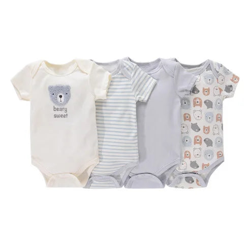 Newborn Baby Clothing 4 pieces Boy Girl baby clothes items Cotton Bodysuit Summer Short Sleeve Romper Infant