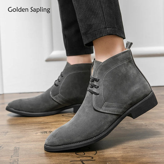 Golden Sapling Chelsea Boots Men's Retro Leather Shoes Casual Business Party Boot Men Leisure Formal Footwear Chaussures Hommes