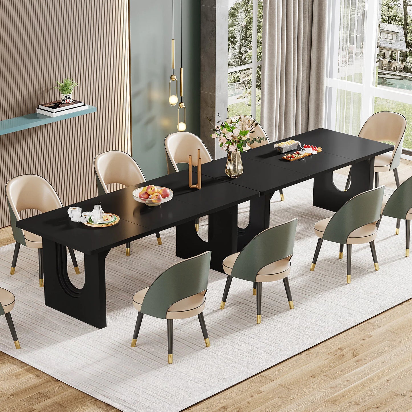 Tribesigns Modern Dining Table for 6 People, 71" Large Kitchen Dining Table with Wood Pedestal Base, Rectangular Dinner Table