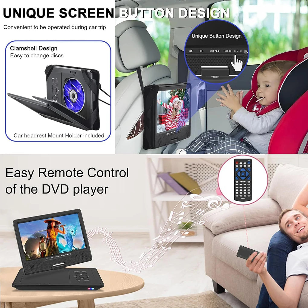 12.5Inch Mobile DVD Player High Definition Video Wireless Bluetooth-compatible Player Portable Full-format in-car CD Player