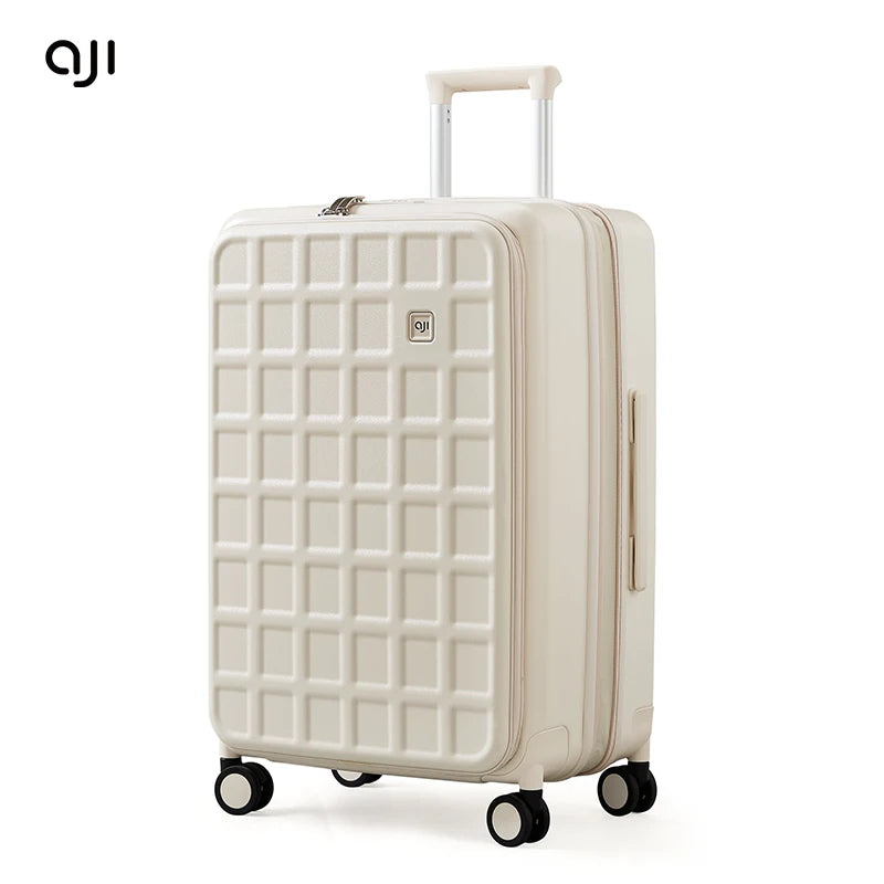 Aji Luggage Travel Suitcase Women 40MM Expandable Large Capacity Suitcases On Wheelstsa Lock Trolley Case Plaid Pattern Design