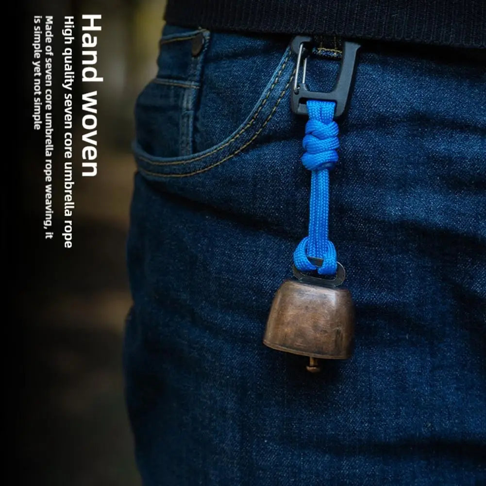 Bear Bell Outdoor Metal Bell Pendant Keychain Camping Bear Protection Bell Accessory with Mute Function Hiking Loud Cowbell