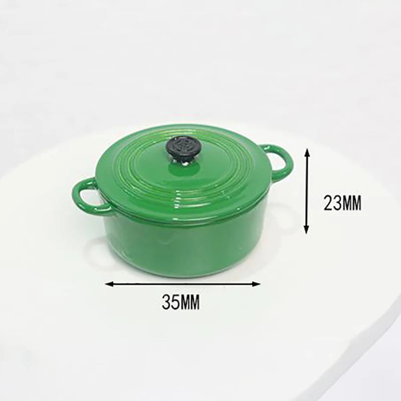 Mini Pot Boiler Pan With Lid Kettle Dollhouse Miniature Kitchen Utensil Cooking Ware Play Kitchen Toy Doll House Accessories