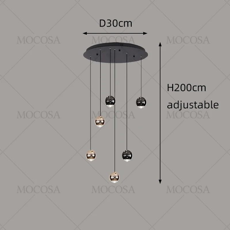 Living Room Modern LED Lighting Apartment Stairwell Hanging Lamps Villa Hall Staircase Pendent Lights Lobby Spherical Chandelier