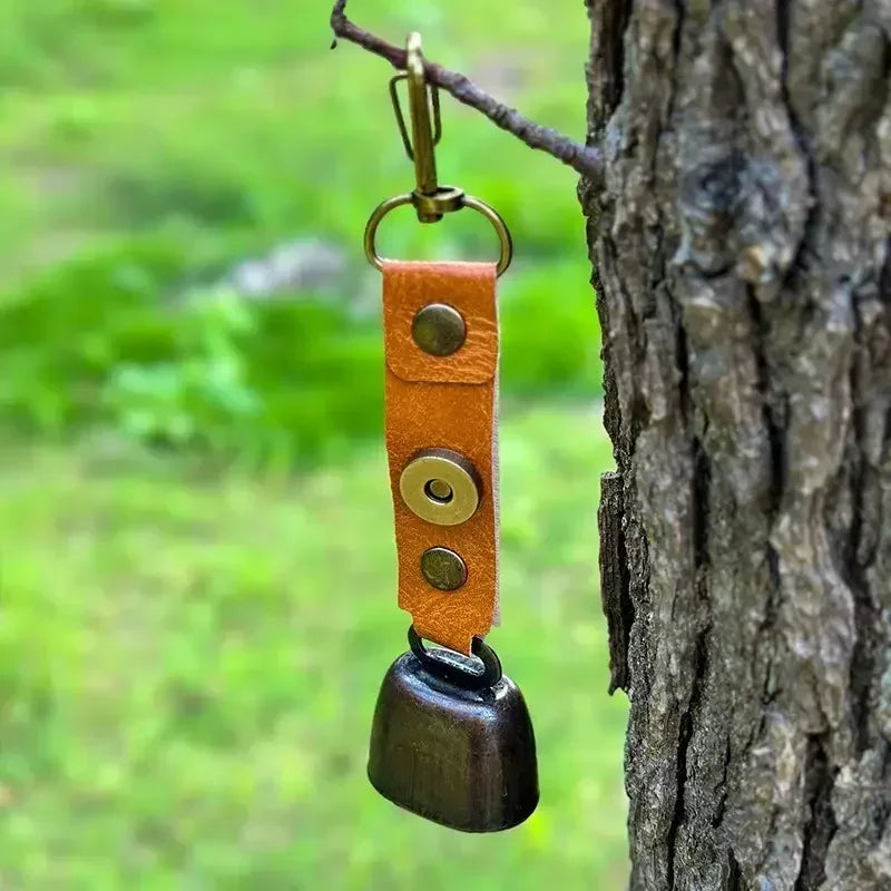 Outdoor Repellent Bear Bell Camping Retro PU Wind Chime Keychain Accessories Hiking Reminder Pet Pendant Bell for Fishing