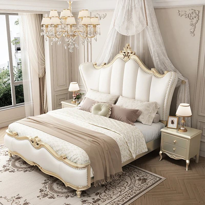 White Cream Bed Cloud Fashion Interior European Safe Sleeping Sun Floor Double Bed Ergonomic Camas De Casal Postmodern Furniture