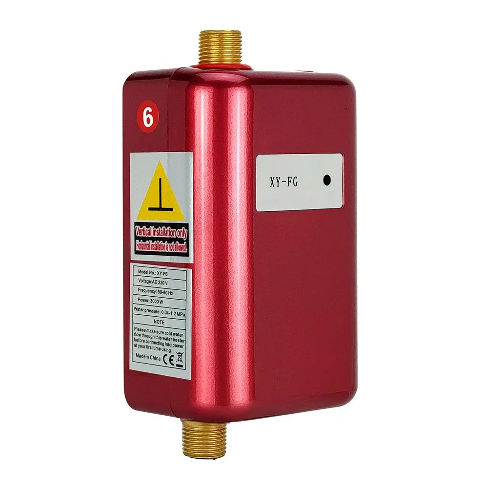 3800W Electric Water Heater Instantaneous Hot Shower Flow Fast Heating Kitchen Bathroom Stainless Steel Tankless Water Heater