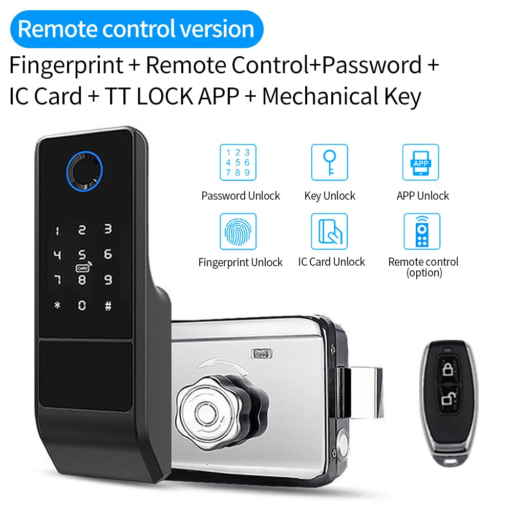 TTLock Bluetooth Fingerprint Waterproof Outdoor Gate Passcode Rfid Card Keyless Smart Door Lock