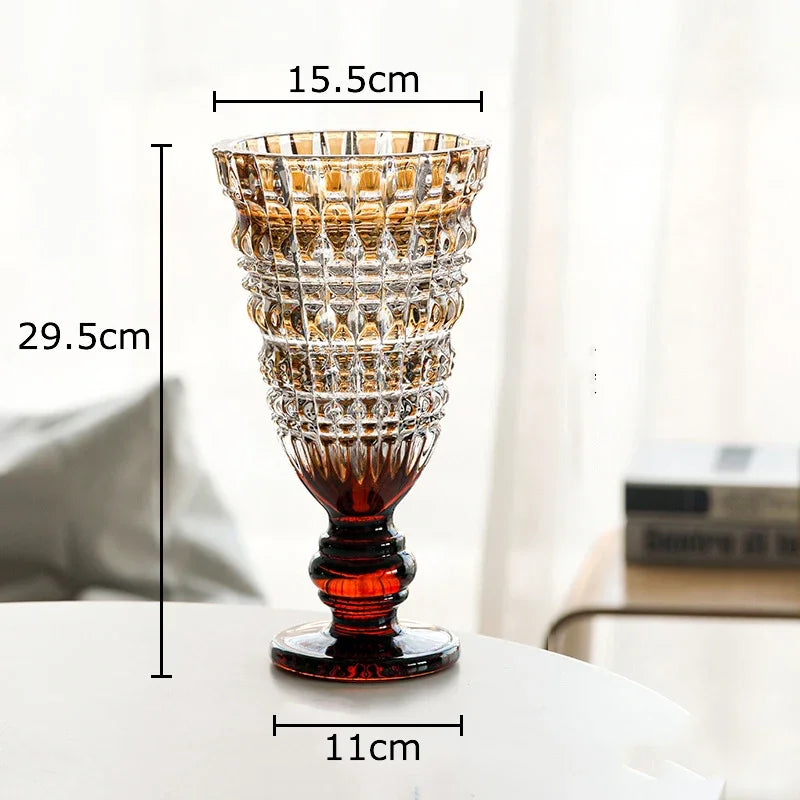 Goblet Shaped Transparent Glass Vase Desk Decoration Flower Arrangement Hydroponics Flower Pot Floral Vases Room Aesthetic Decor