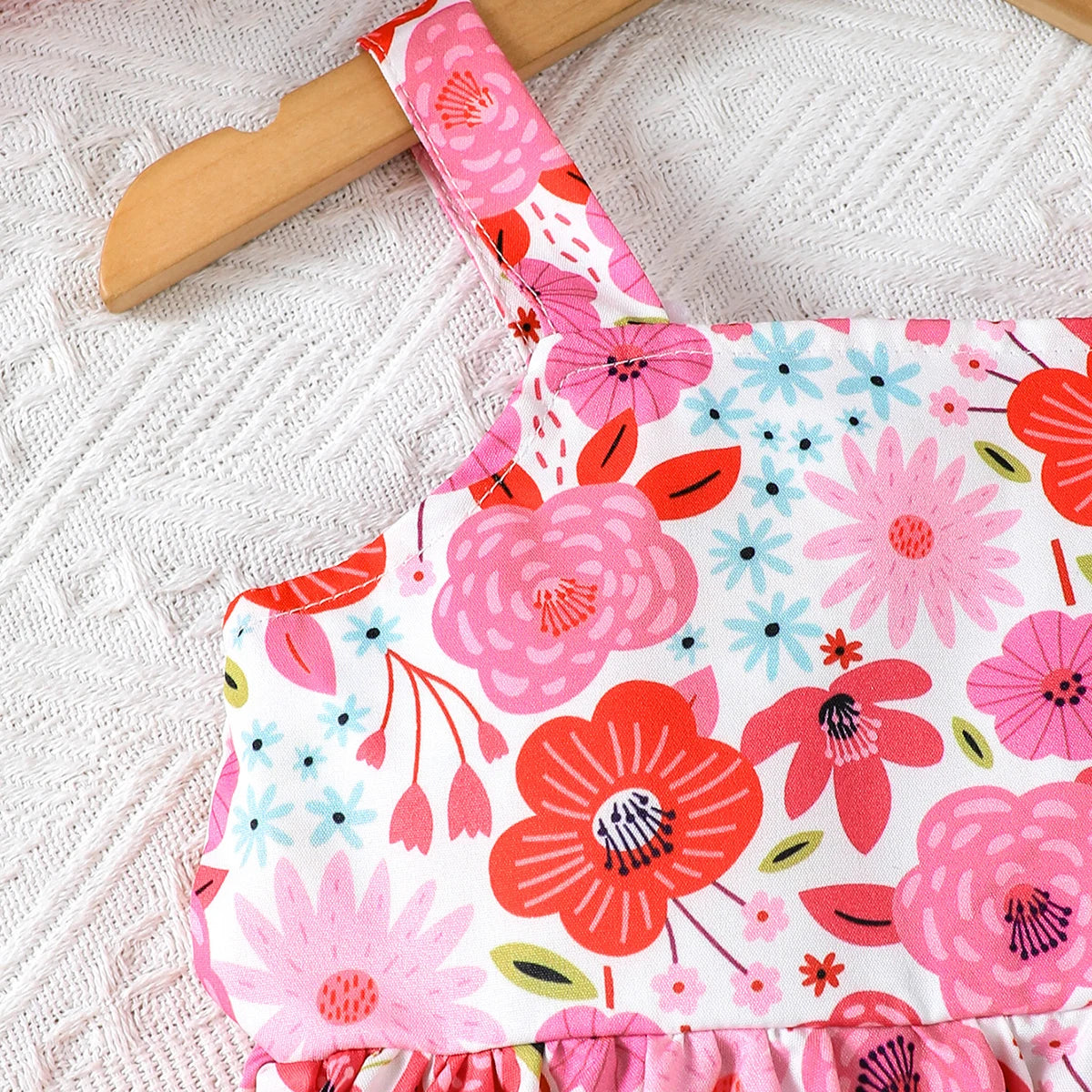 Baby Girl Summer Dress Strap Beautiful Printed Strap Dress+Hat Two Piece Set for 0-3 Year Old Baby Girl Beach Vacation Dress