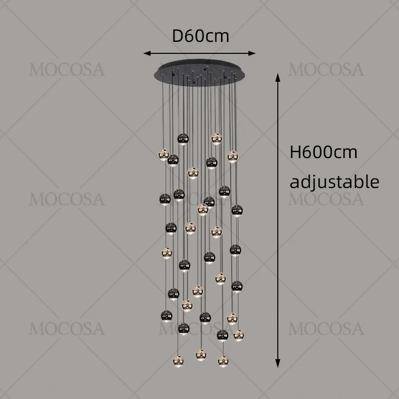 Living Room Modern LED Lighting Apartment Stairwell Hanging Lamps Villa Hall Staircase Pendent Lights Lobby Spherical Chandelier