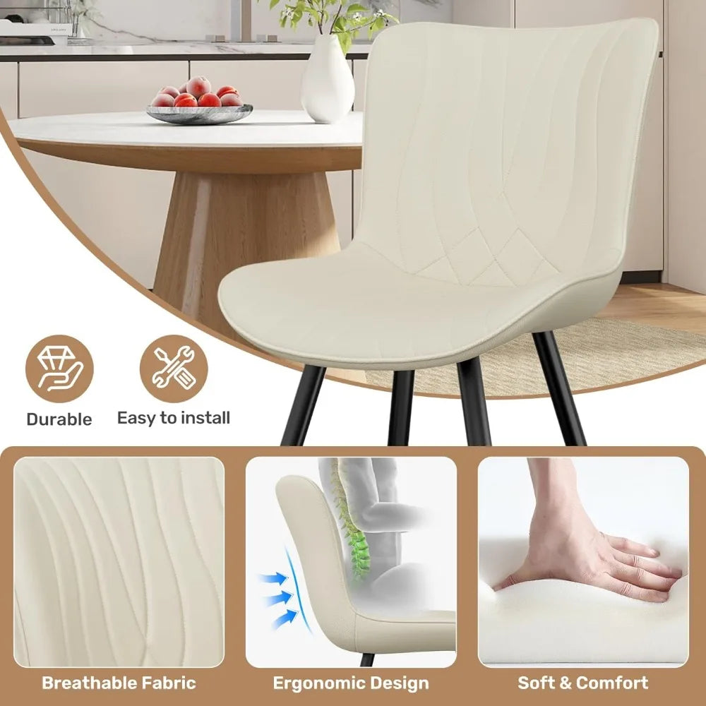 Dining Chair Set of 2 PU Leather Dining Room Chairs Upholstered Comfy Dining Chairs Modern Kitchen Armless Side Chair with Sturd