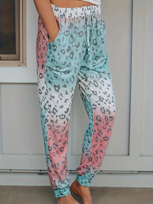 Leopard Print Slim Pants Casual Drawstring Loose Pants Women's Clothing