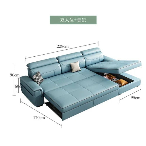 Cozy Modular Waterproof Sofas Beds Luxury Lounge Blue Nordic Modern Living Room Sofas Leather Foldable Divano Letto Furniture