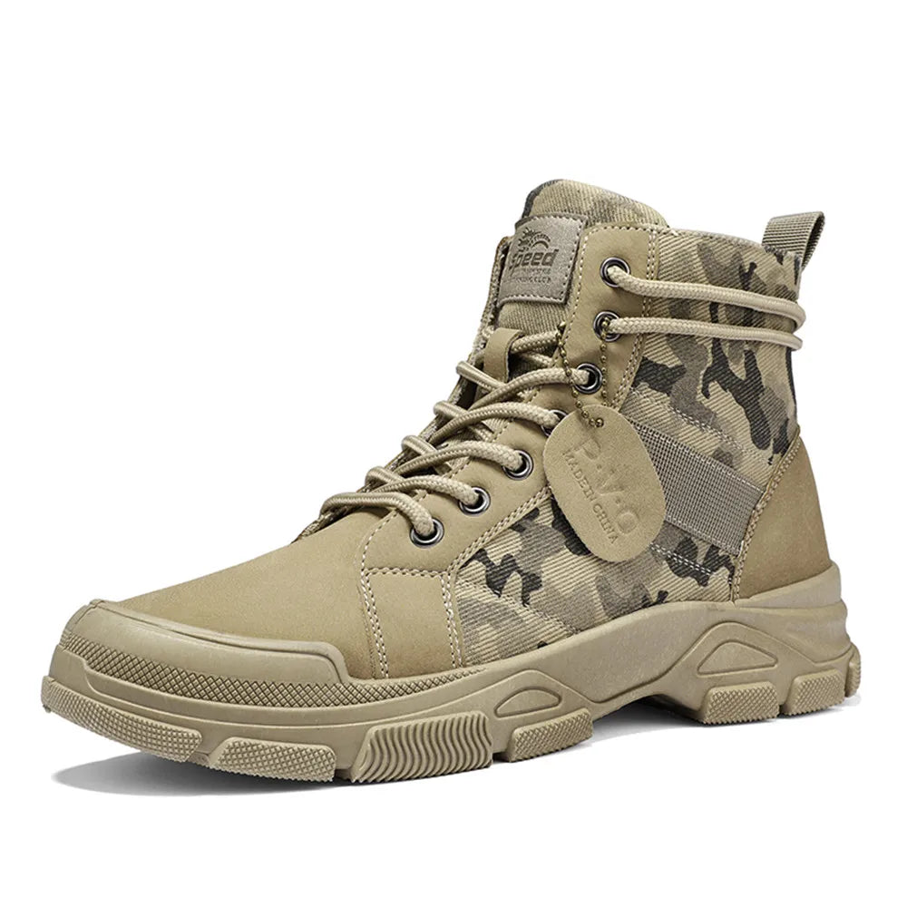 Brand Mens Hiking Boots Versatile Anti-slip Wear-resistant Soft Bottom Combat Boot Outdoor Breathable Commuting Camouflage Boots