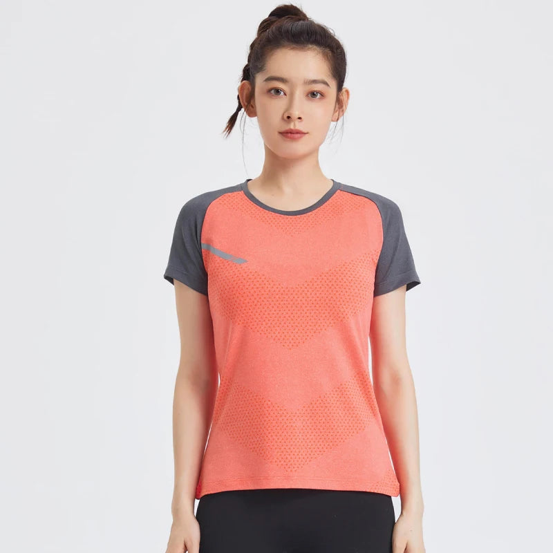 Fitness Women Shirts Quick Dry Yoga Sport T Shirt Gym Running Sportswear Tops Short Sleeve Training Blouses Jersey Jogging Tee