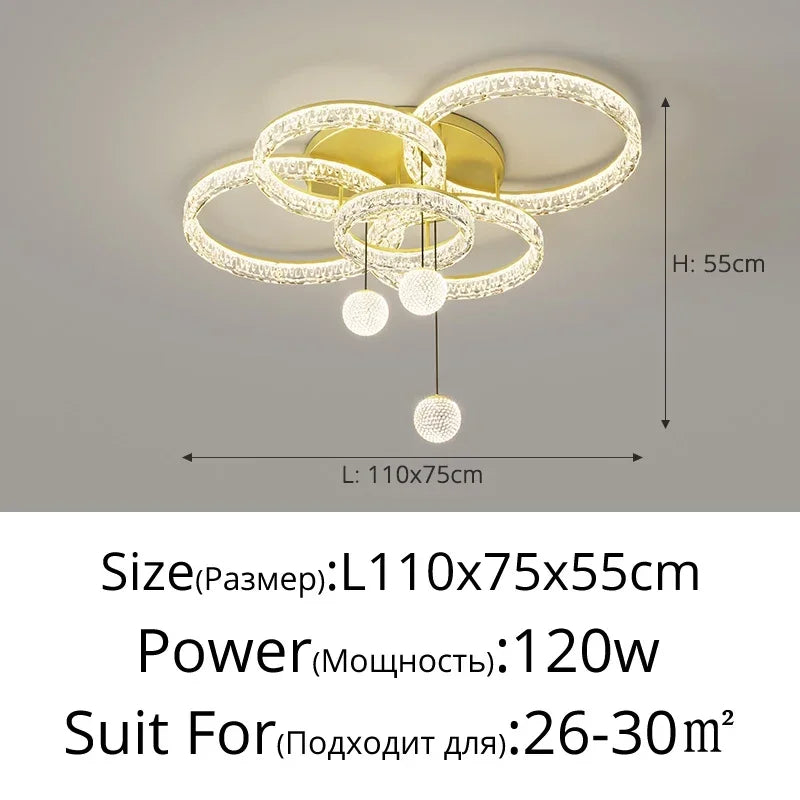 Home Decoration Chandelier Modern Light Luxury LED Ceiling Lamp For Living Room Bedroom Home Decor Indoor Lighting Light Fixture