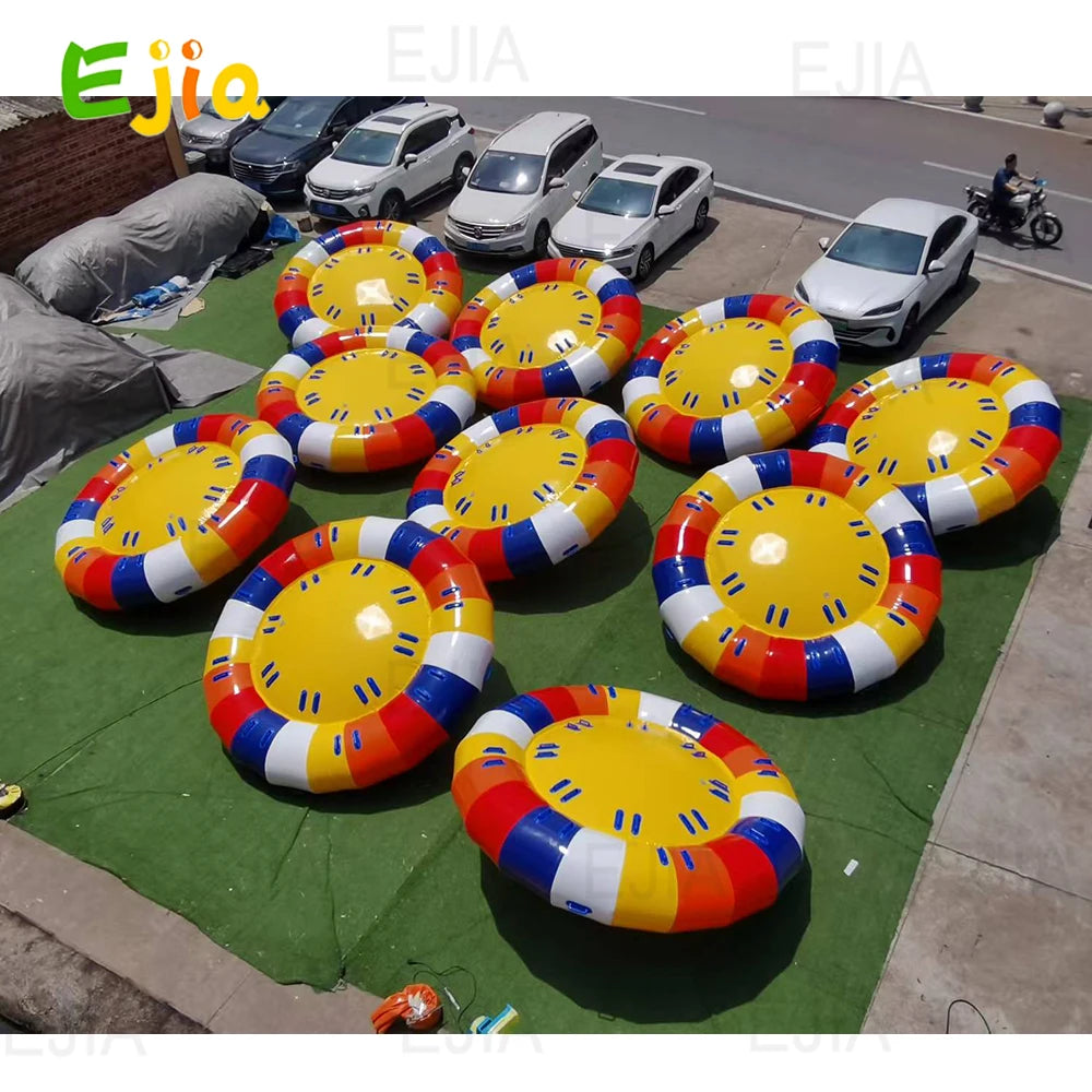 Outdoor Water Play Inflatable Disco Boat 6 Person Inflatable Water Spinning UFO Towable River Disco Boat Tube for Water Game