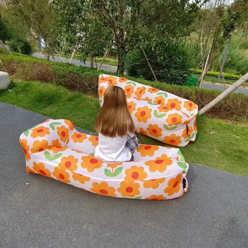 Trend Outdoor Products Fast Infaltable Air Sofa Bed Good Quality Sleeping Bag Inflatable Air Bag Lazy bag Beach Sofa 240*70cm.