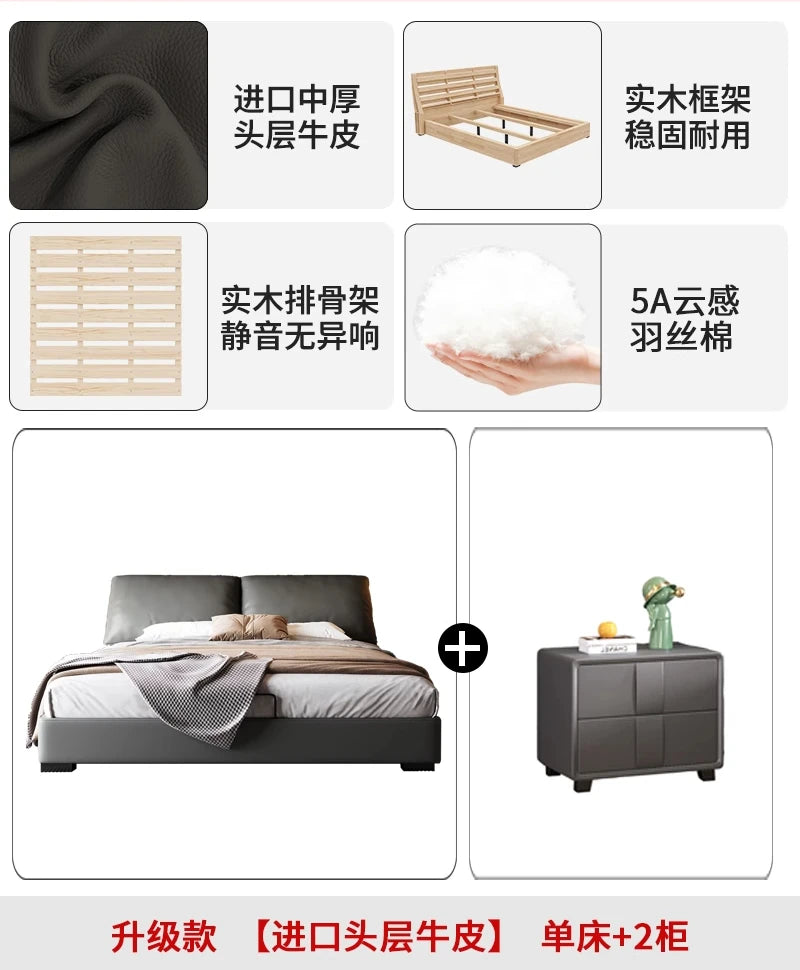 Modern high-end Double bed frame headboard king sizes queen wedding bed Wood luxury king size twin bedroom cama casal furniture