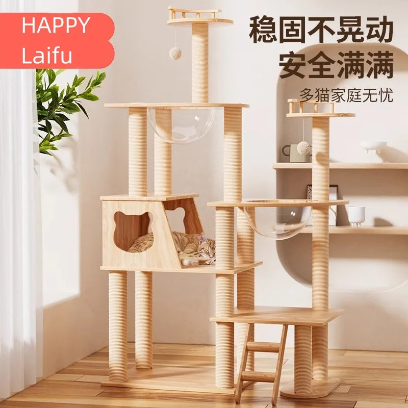 Cat climbing frame  litter  tree integrated  climbing frame large space space capsule  litter MDF material solid and
