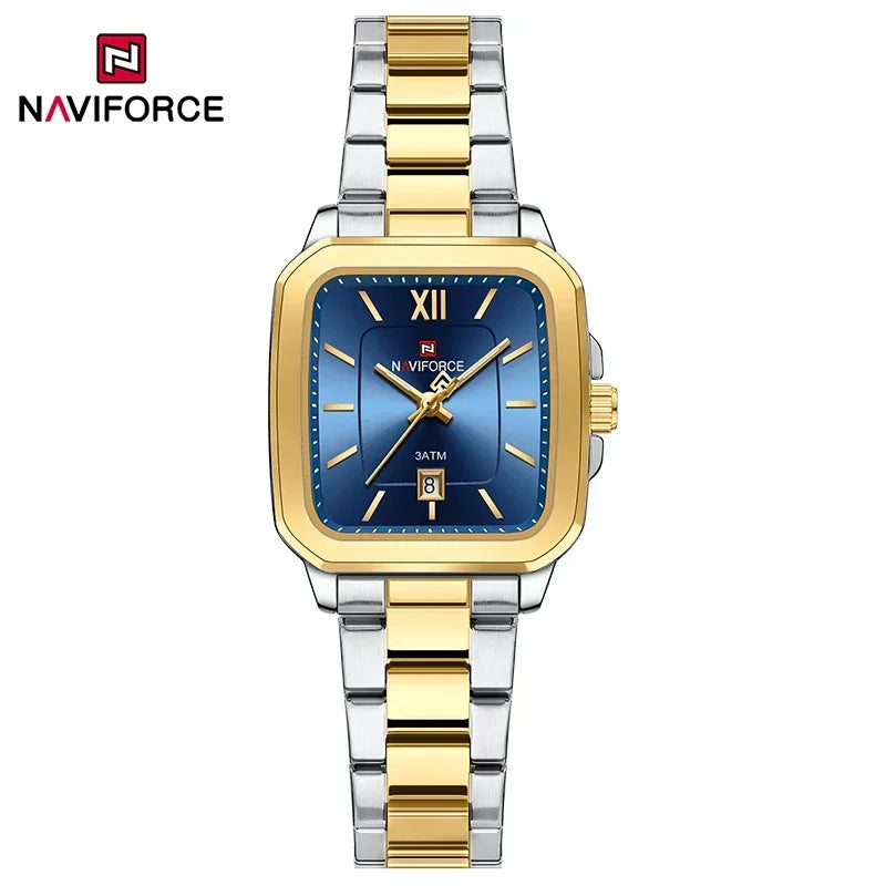 NAVIFORCE Fashion Women's Watches Waterproof Couple Steel Strap Quartz Calendar Wristwatch Gift for Girl Clock Relogio Feminino