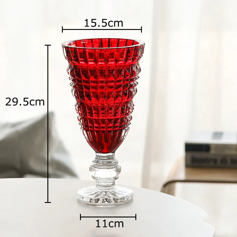 Goblet Shaped Transparent Glass Vase Desk Decoration Flower Arrangement Hydroponics Flower Pot Floral Vases Room Aesthetic Decor