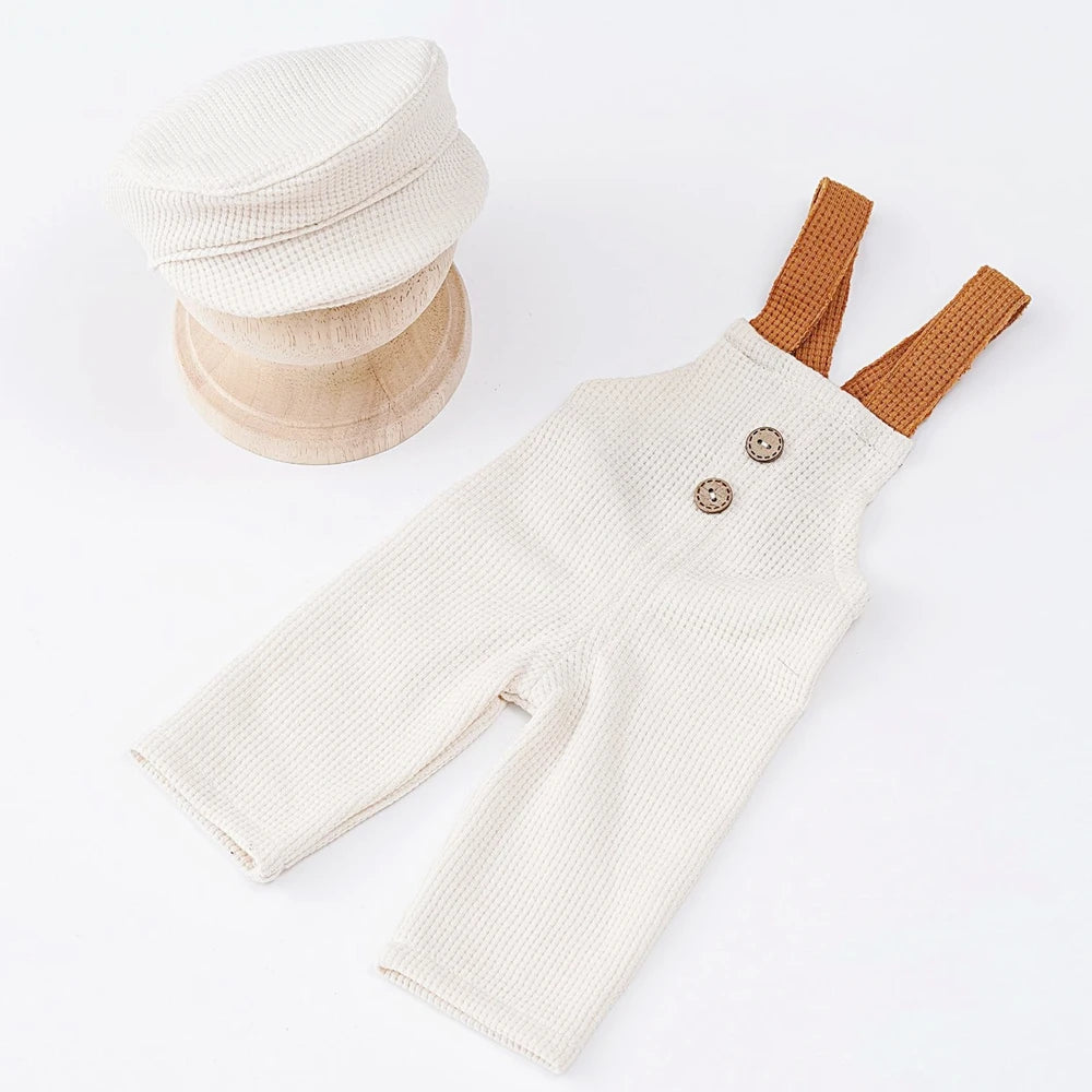 Newborn Boy Fabric Overall Baby Photoshoot Outfit Newborn Boy Clothes Baby Props for Photography Infant Shooting Accessories