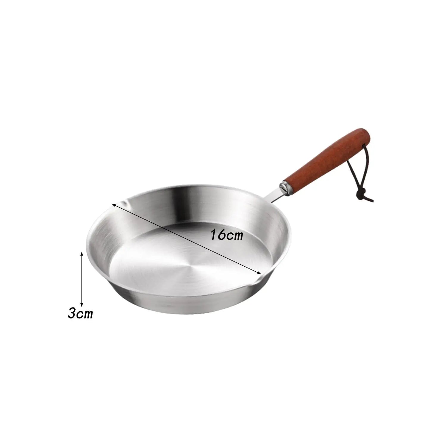 Kitchen Stainless Steel Fry Pan Cooking Eggs Sandwich Kitchen Cookware Wood Handle Butter Warmer Steak Grilling Pan for Home Rvs