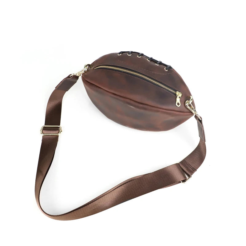 Retro Genuine Leather Men's Rugby Bag Handmade Leather Chest Bag Crossbody Shoulder Bag Outdoor Travel Chest Pack For Male