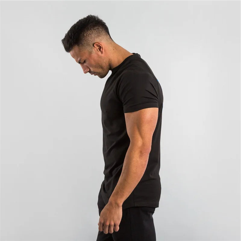 Fitness T-Shirt Men Bodybuilding Short Sleeve Sport Running T-shirt Men Sportswear Workout Shirts Male Men Gym Summer Tops Tee