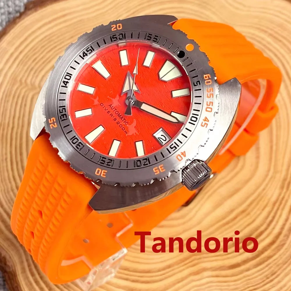 Tandorio V2 Buckle Bracelet Steel Bezel 42mm Sapphire Glass 20ATM Water Resistant NH35 Automatic Mens Dive Watch Reloj Hombre