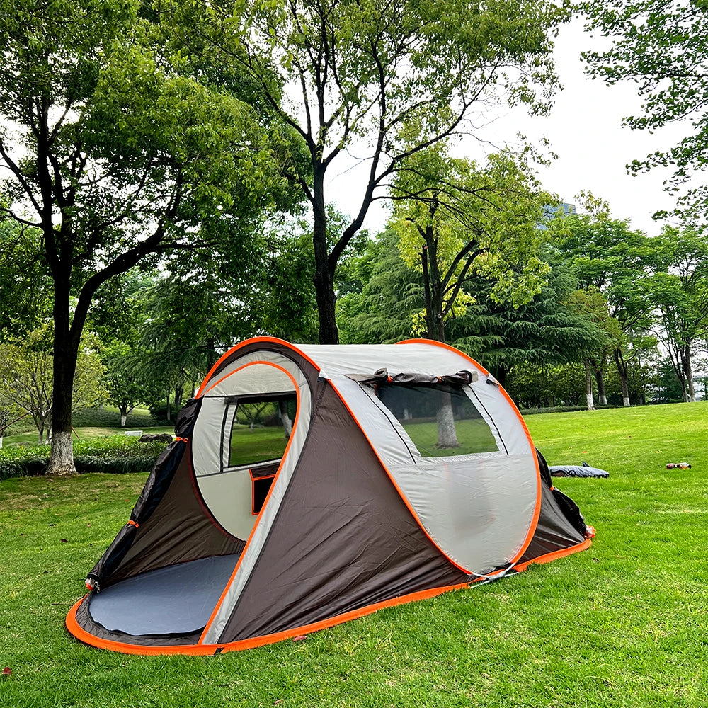 A pop-up tent for family trips, waterproof sun-proof camping tent, portable outdoor tent camping and hiking trips