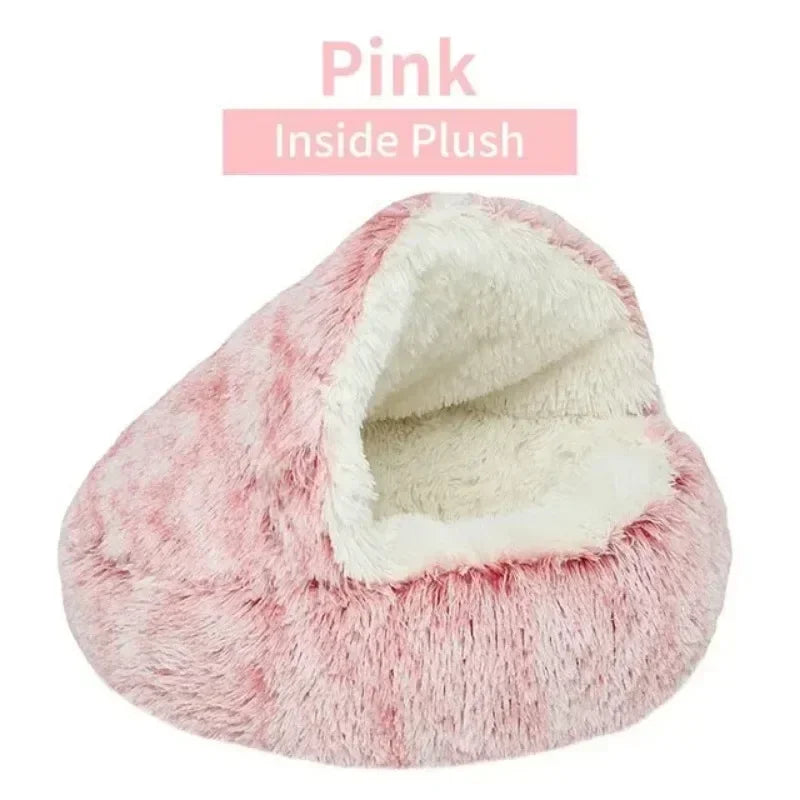 Semi Enclosed Pet Sleep Bags Long Round Cat Cushion Soft Plush 2 In 1 Warms Cats Beds Simple Comfort Warm Puppy Sleeping Nest