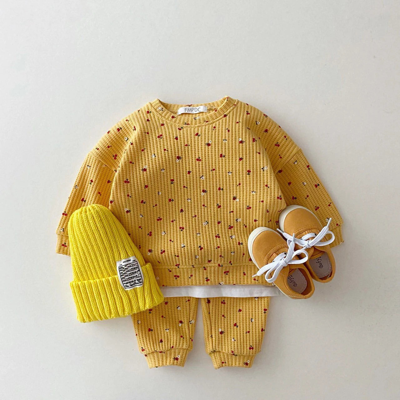 Baby Clothes Girl Autumn Newborn Sets Round Neck Fruit Cherry Print Long Sleeve Pants 2PCS Infant Suit Toddler Children Clothing