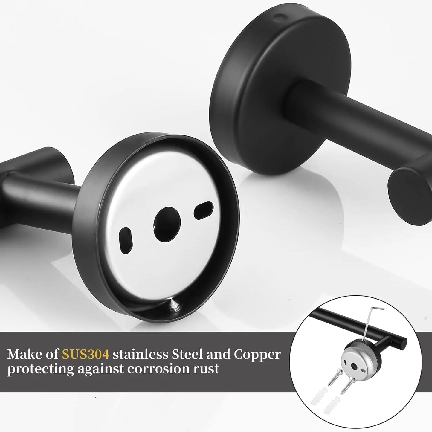 Bathroom Hardware Set 5/7pcs  SUS 304 Stainless Steel Towel Bar Se Includes Bar Hook Ring Toilet Paper Holder