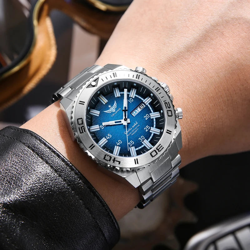 Yelang V1035 44mm Men Diving Watch Human Kinetic Energy Watch Brand Watch 100m Waterproof Watch luminous Japan PX83 Sapphire