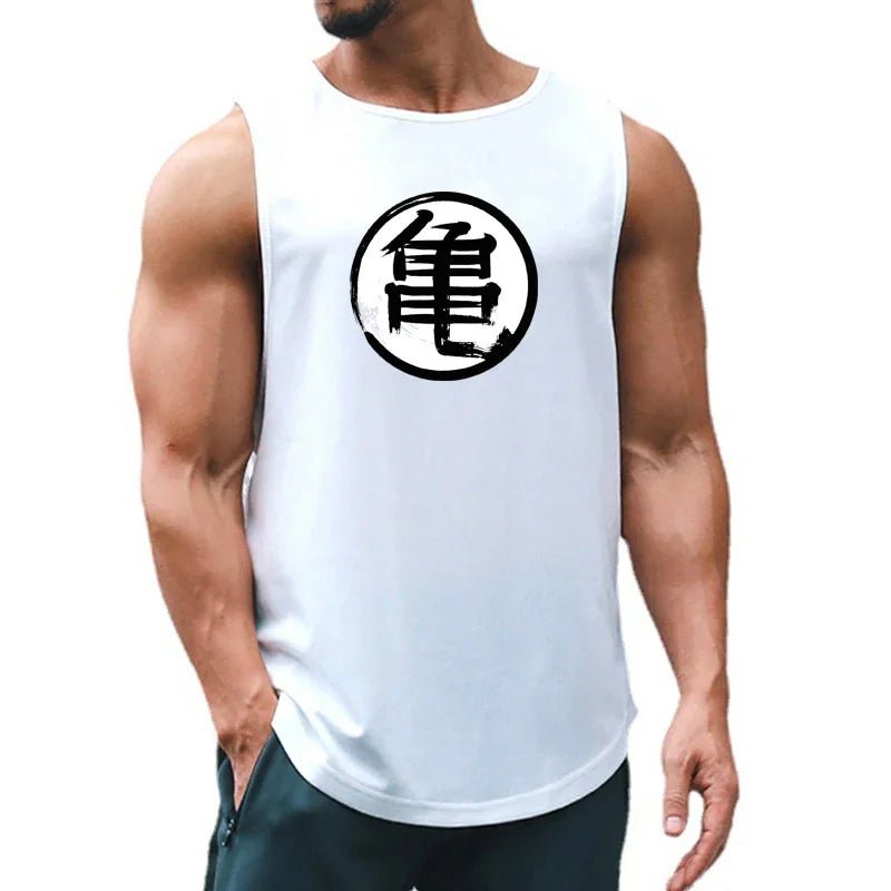 Japanese anime turtle pattern men's fitness clothes fitness vests quick-drying fitness T-shirts muscle sleeveless T-shirts