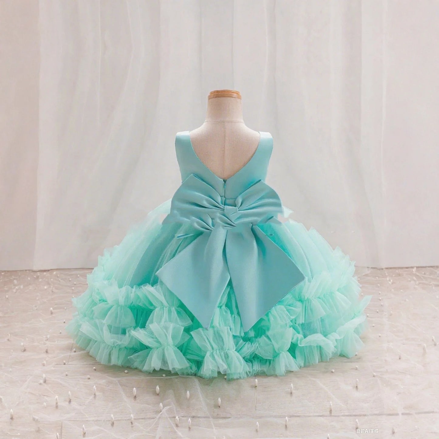 The New Girl Baby Clothes Birthday Party Baptize The Flower Girl Net Yarn 0-4 Years Old Princess Skirt Newborn Clot