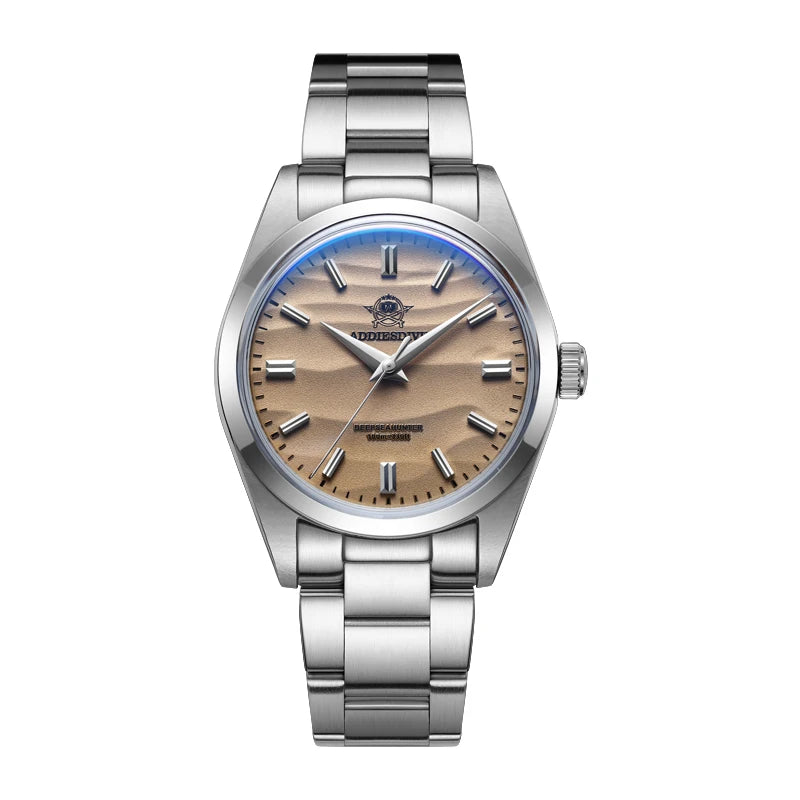 ADDIESDIVE Men's Watch 36mm Quartz Watch Diving 100m Sand Dial 316L Stainless Steel AR Bubber Glass Fashion WristWatch for Men