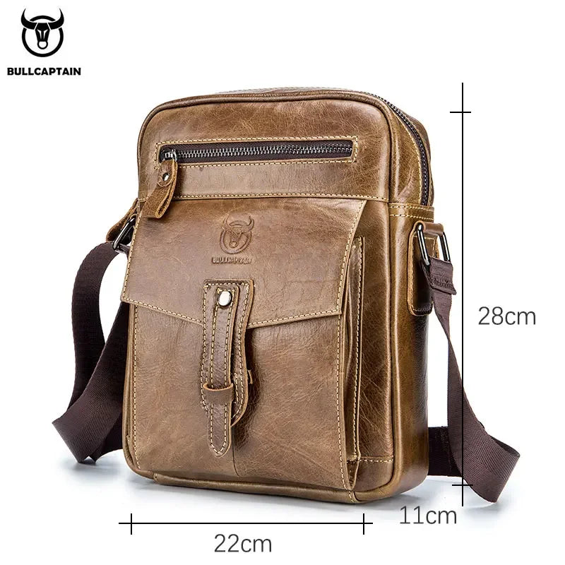 BULLCAPTAIN Retro Leather Messenger Bag Men's Casual Shoulder Bags Men's Flip Bag's Luxury Brand Fashion Business Bags'