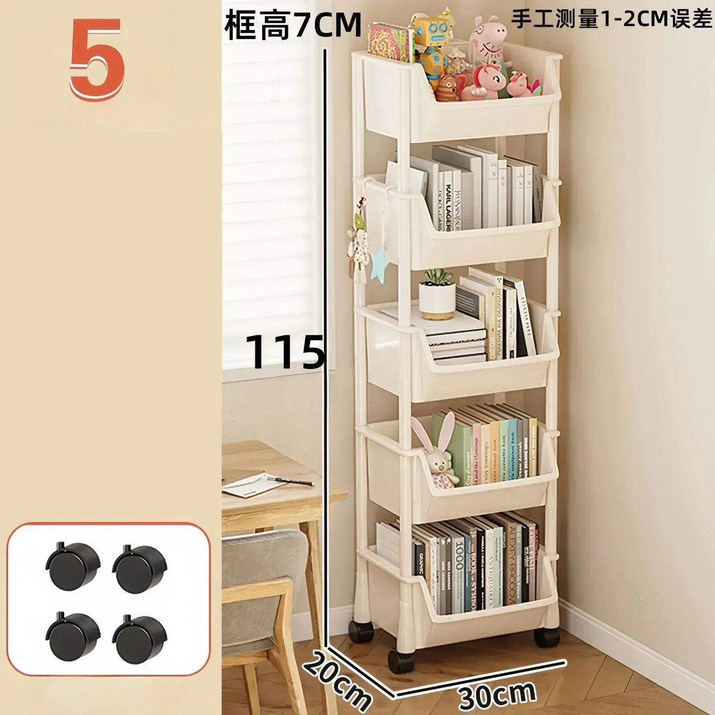 Trolley Bookshelf Kitchen Storage Rack Kitchen Corner Narrow Slit Storage Cabinet Bathroom Living Room Home Organizer