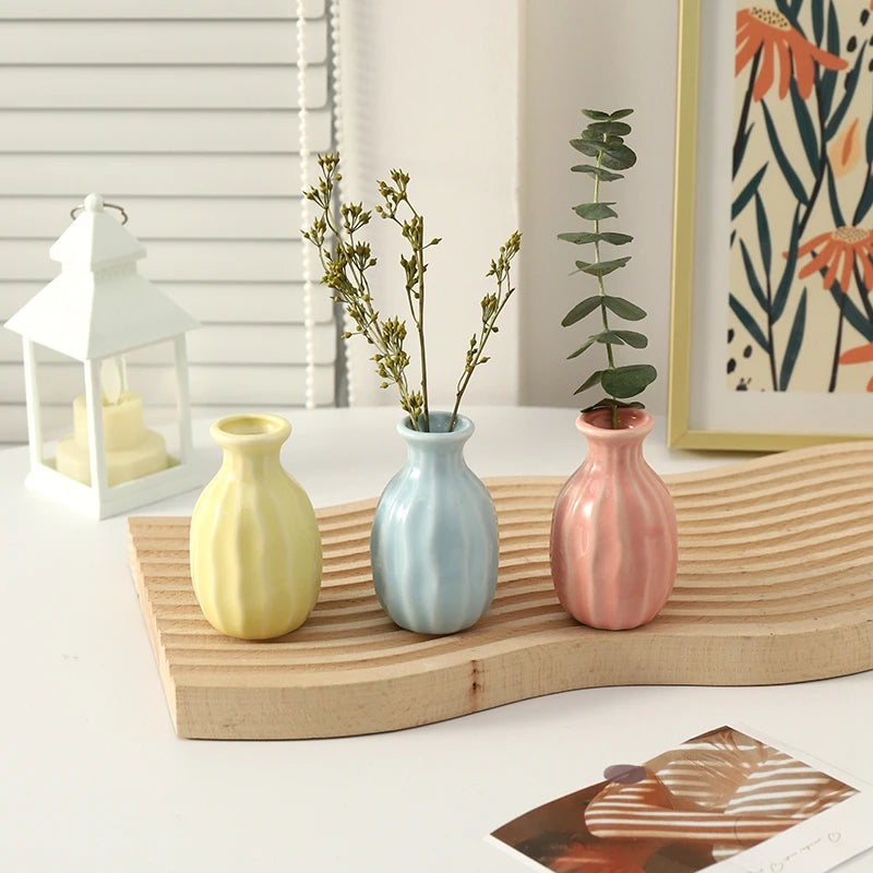 Ins Ceramics Flower Vase Nordic Flower Bottle Mini Flower Plant Bottle Pots Hydroponics Vases Room Decor Table Ornament