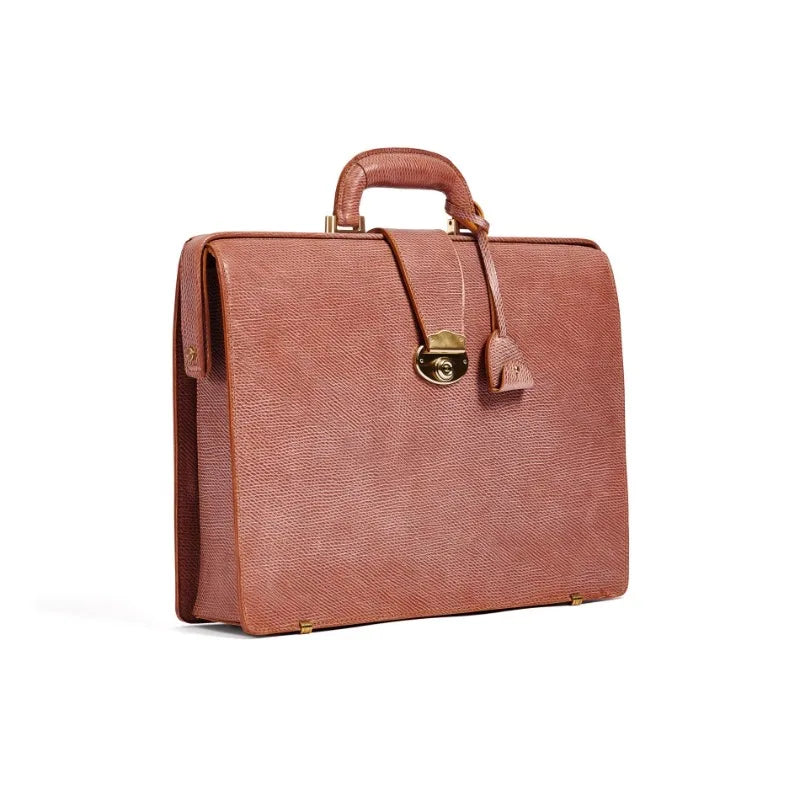 British Premium Top-Handle Bags Gentleman Antique Lock Luxury Handbags Genuine Leather Men Business Travel Briefcase